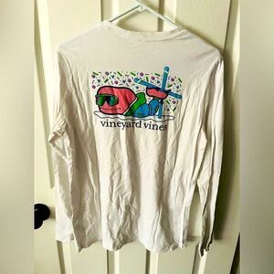 Vineyard Vines white ski long sleeve pocket tee youth XL 18
